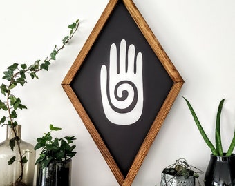 Aztec Wood Sign, wood Hand, Wood Wall Art, Wall Hangings, Home Decor Aztec Diamond Wood Sign