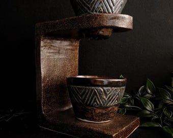 Ręcznie robiony ceramiczny zestaw do parzenia kawy: artystyczny ceramiczny dripper i kubek