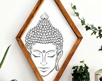 BUDDA houten muurkunst| Meditatie| Boeddhisme| Kunst aan de muur hangen| BOHO decoratie| Boho kunst aan de muur Decor| Meditatie decor| Slapende Boeddha