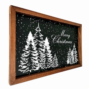 Handmade Wooden Christmas Tree Decor: Merry Christmas Sign