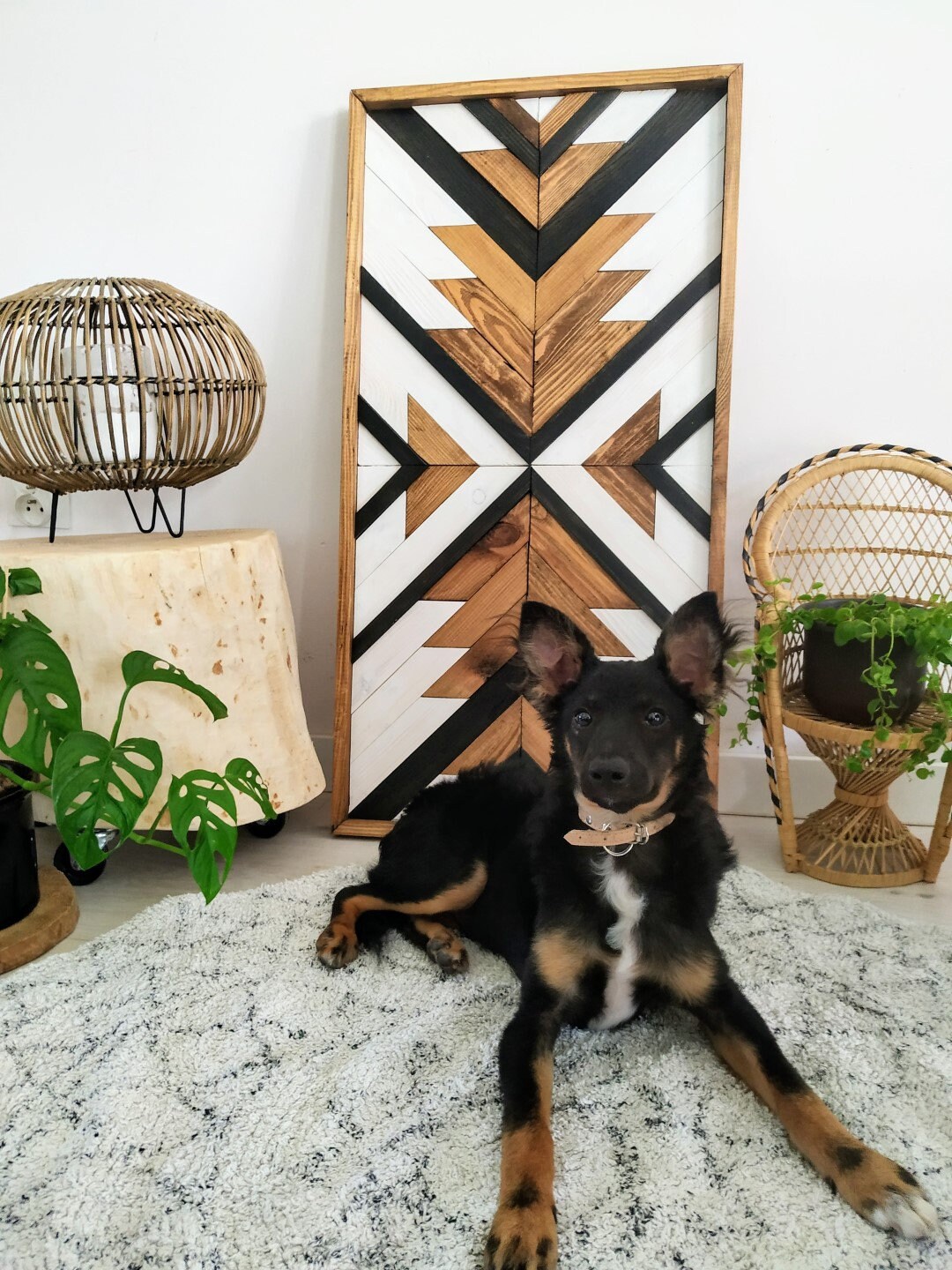 人気 Geometric Handmade Wood Wall Art,large Aztec Wood Wall 彫刻
