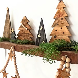 WOOD Weihnachtsgirlande, Boho Girlande, Weihnachtsgarn-Girlande, Weihnachtsdekor, rustikale Weihnachten, Scandi-Weihnachtsdekoration, handgefertigt aus Holz Bild 5