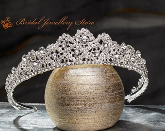 Diadème de mariée, diadème en argent, couronne de mariée en cristal, diadème de mariage, accessoire de cheveux de mariage, casque de mariage, postiche de mariée, cristaux !