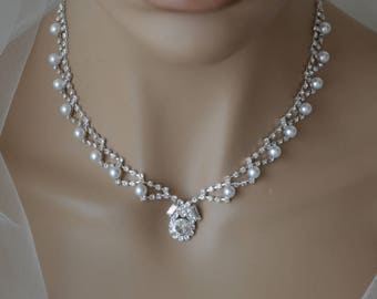 Bridal Jewellery Set,Pearl Jewelry Set,Pearl Necklace,Pearl Earrings,Wedding Jewelry Set,Bridal Earrings,Bridal Necklace,Personalized Gift !