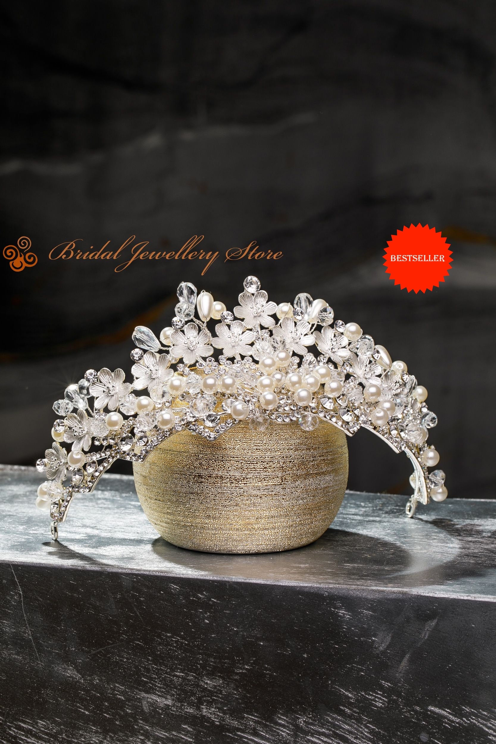 Bridal Tiara,Pearl Tiara,Pearl Bridal Crown,Pearl Wedding Tiara,Pearl Wedding Hair Accessory,Wedding Headpiece,Pearl Diadem,Bestseller!!!