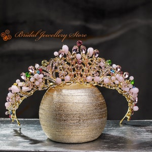 Bridal Tiara, Gold Tiara, Bridal Crown, Wedding Tiara, Wedding Hair Accessory, Wedding Headpiece, Bridal Hairpiece, Crystals Crown,Diadem
