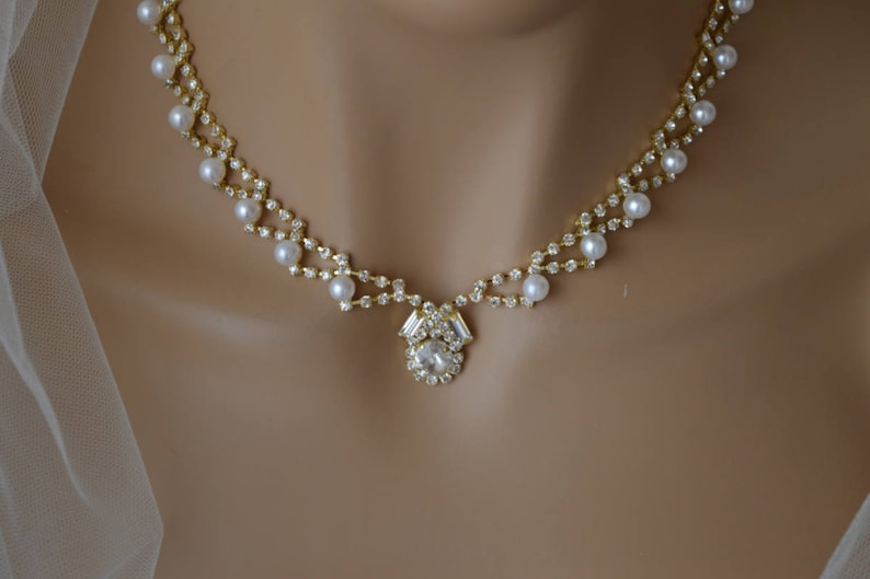 Bridal Jewellery Set,Pearl Jewelry Set,Gold Necklace,Gold Earrings,Wedding Jewelry Set,Bridal Earrings,Bridal Necklace,Personalized Gift !