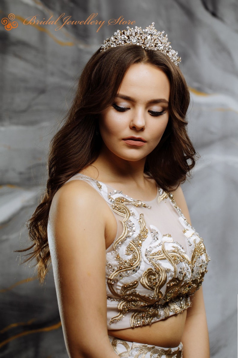 Bridal Tiara Gold Tiara Bridal Crown Wedding Tiara Wedding Etsy