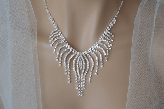 SET di gioielli da sposa, collana da sposa con sfondo, oro rosa, orecchini da sposa, perle di cristallo Swarovski, gioielli da sposa, SET da sposa Kathryn - Italia