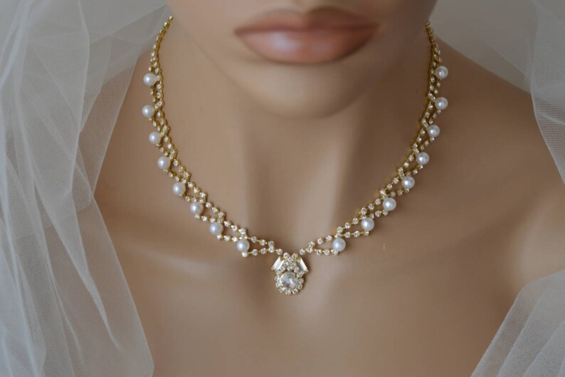 Bridal Jewellery Set,Pearl Jewelry Set,Gold Necklace,Gold Earrings,Wedding Jewelry Set,Bridal Earrings,Bridal Necklace,Personalized Gift !
