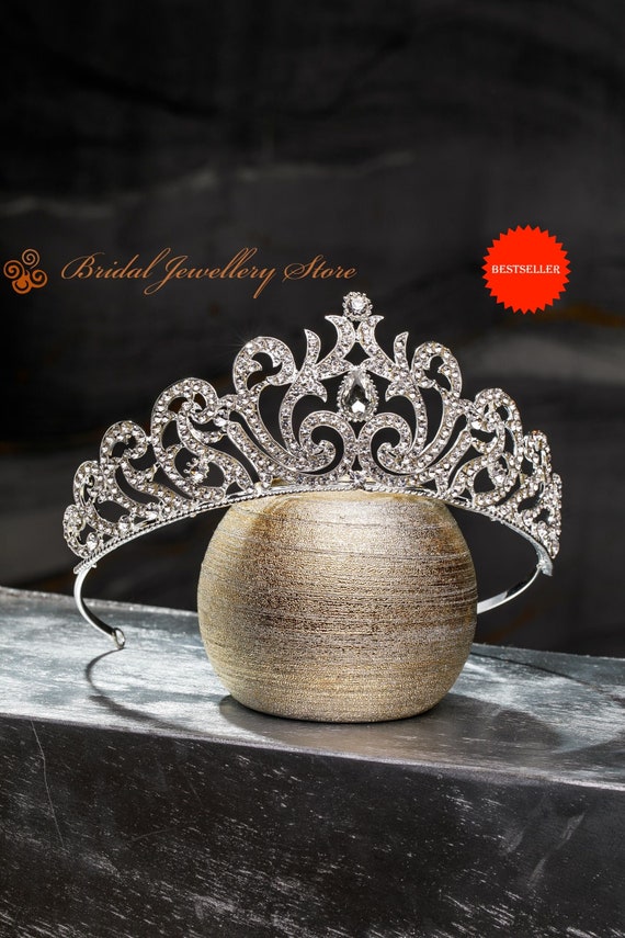 Crystal Bridal Tiara, Silver Wedding Crown, Rhinestone Hair  display picture 1