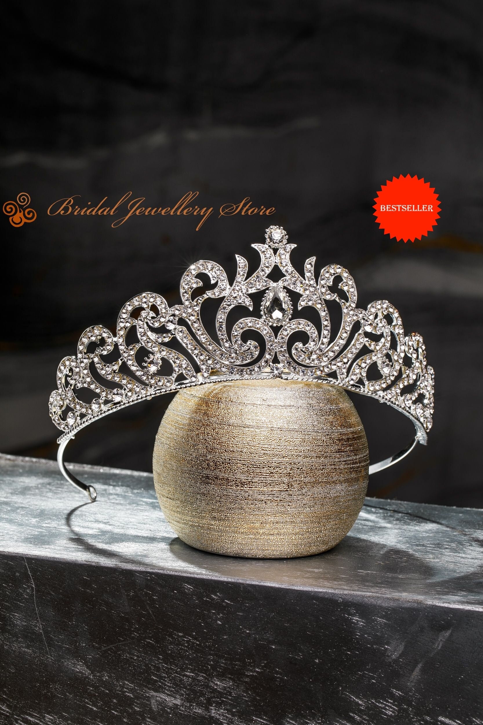 New Bridal Rhinestone Tiara Crown Wedding Silver Fabulous 2 1/2 main image 3