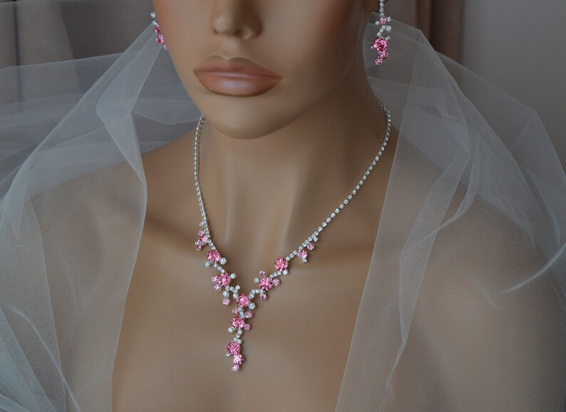 Bridal Jewellery Set,Pink Jewelry Set,Wedding Jewelry Set,Bridal Earrings,Bridal Necklace,Bridal Bracelet,Personalized Gift!