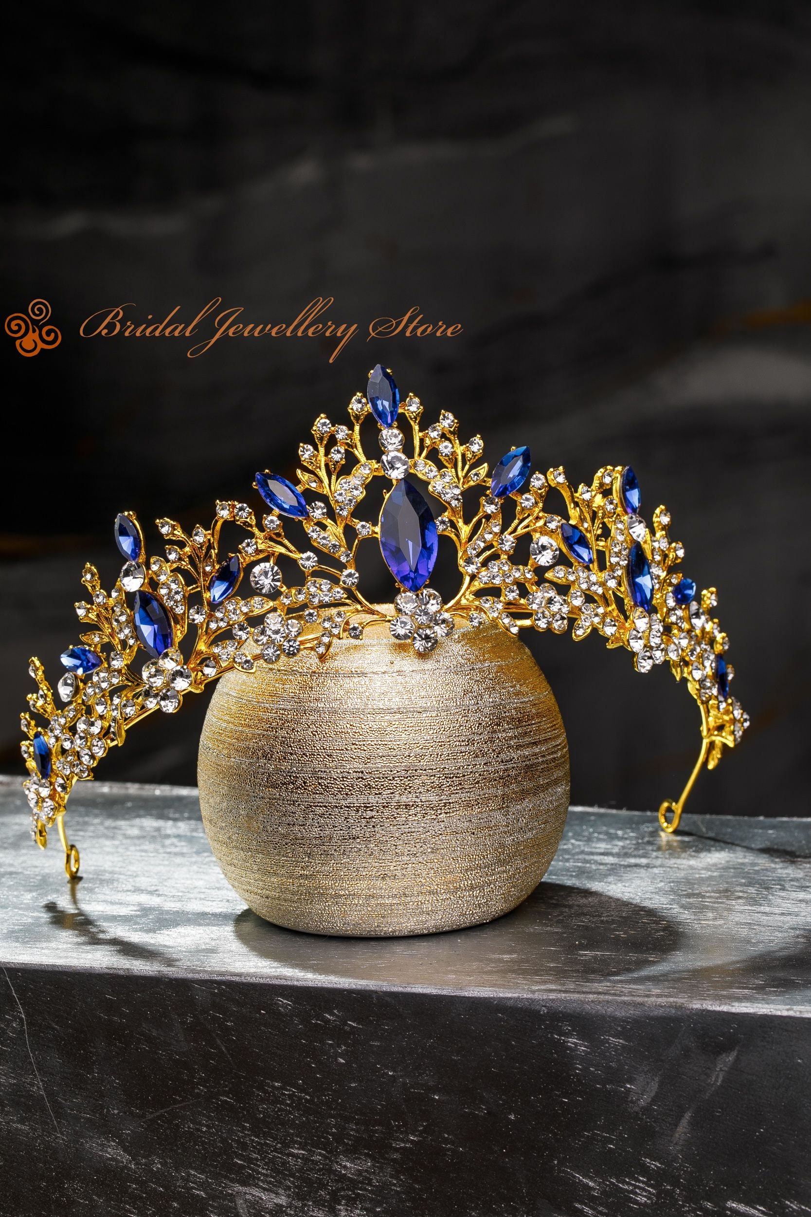 Gold Bridal Tiara, Light Brown Crystal Wedding Crown - Etsy