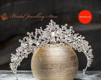 Diadème de mariée, diadème en argent, couronne de mariée en cristal, diadème de mariage, accessoire de cheveux de mariage, casque de mariage, best-seller, cristaux !!!