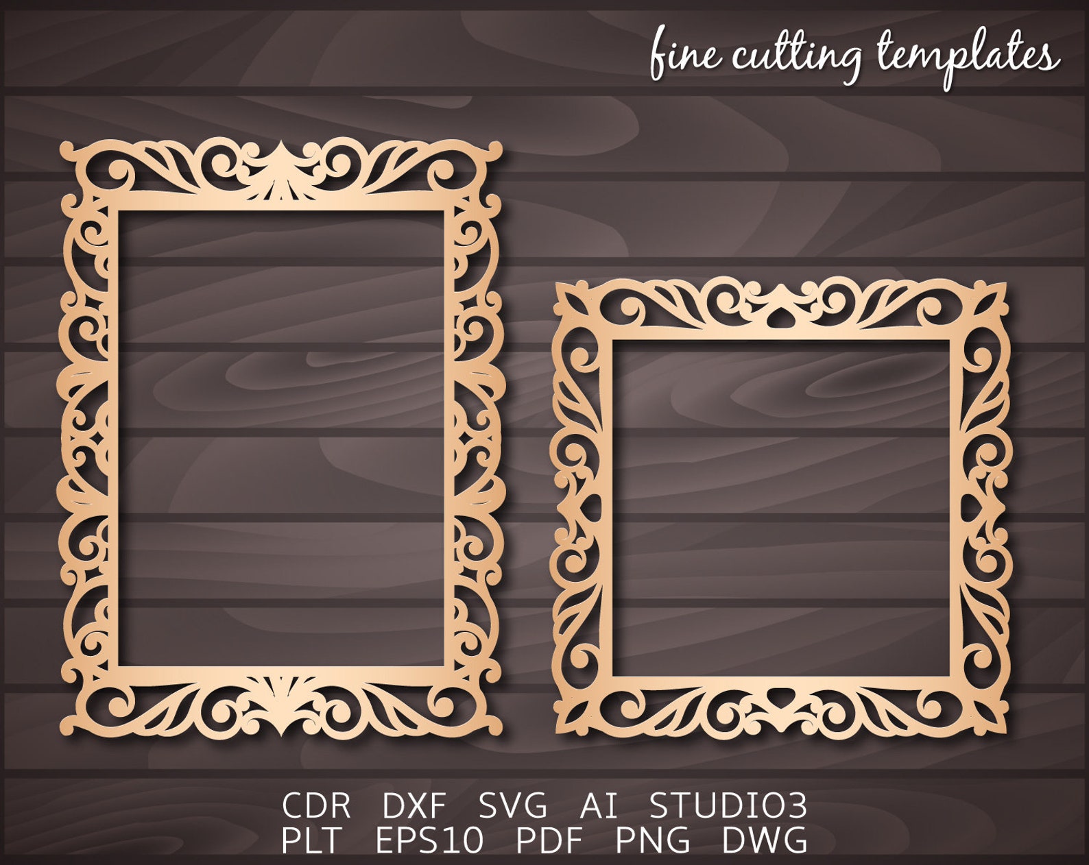 Vintage rectangular square photo frames SVG cutting template Etsy