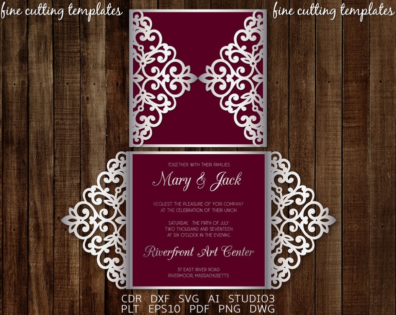 Download Wedding Invitation SVG Gate fold card cutting template ...