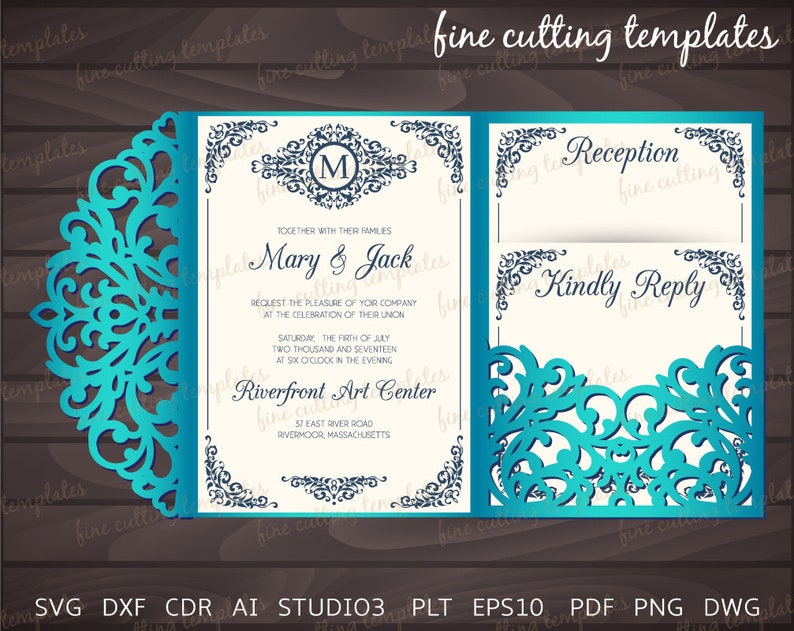 Download 11 Pieces For Cricut Laser Cut 5x7 And 5 7x5 7 In Silhouette Cameo Wedding Invitation
