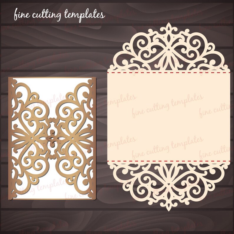 Laser cut Wedding Invitation SVG template set 5x7 and 5.7x5.7 Etsy