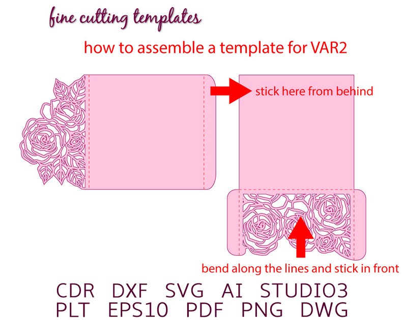 Download Tri Fold Wedding pocket envelope SVG template square | Etsy