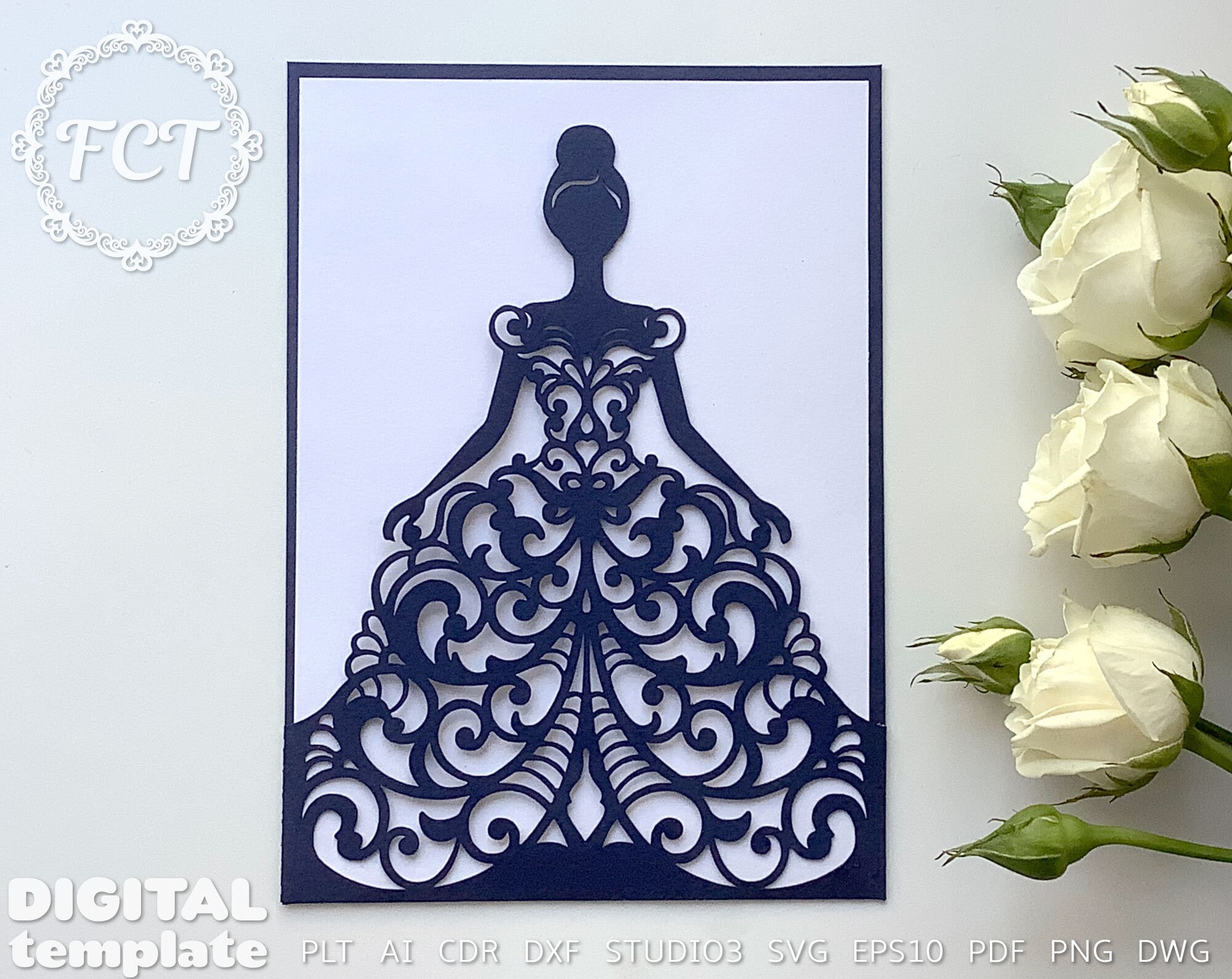 Quinceanera invitation SVG Birthday pocket envelope Princess wedding …