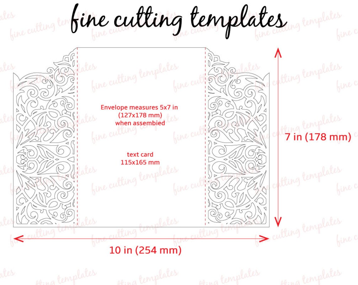Wedding Invitation card 5x7 template for cutting laser and | Etsy