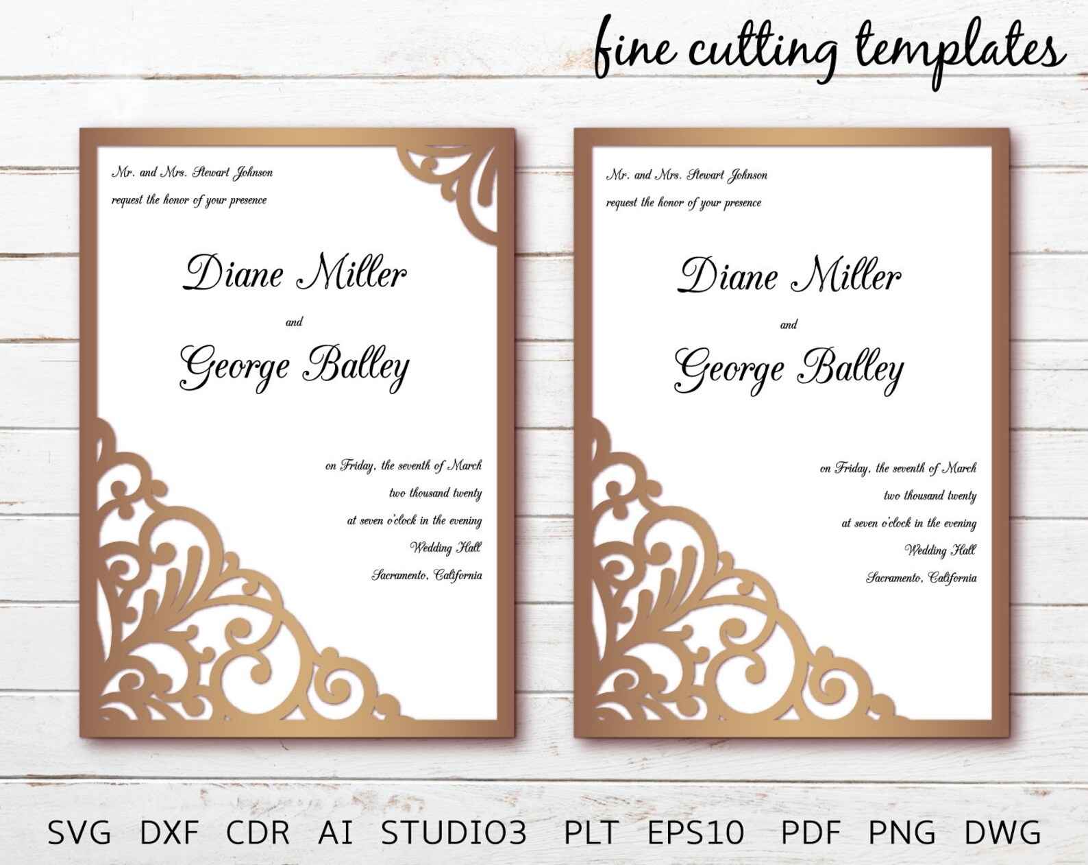 Lace Invitation Slide-in Card SVG 5x7 Wedding invitation | Etsy