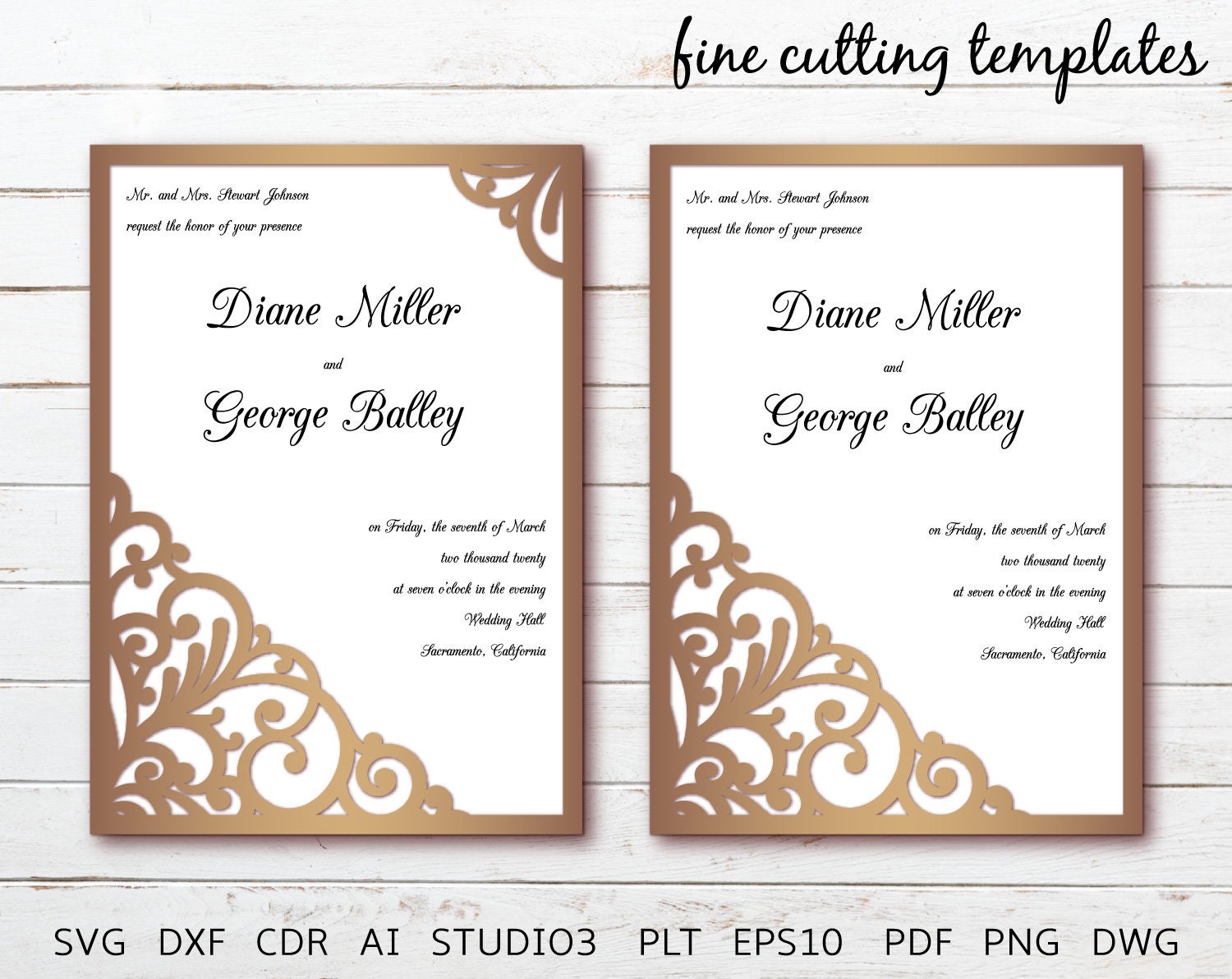 Download Lace Invitation Slide In Card Svg 5x7 Wedding Invitation Etsy