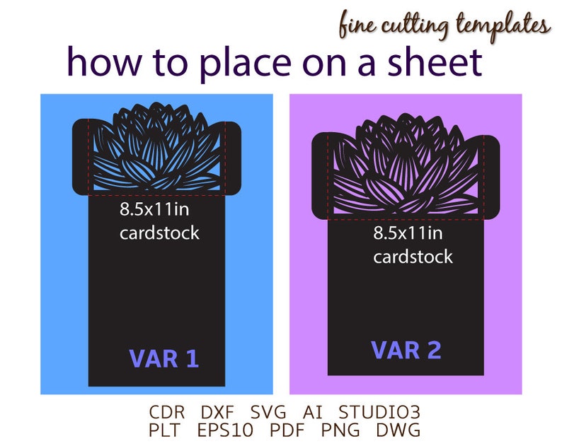 Download Laser Cut Cameo Svg Dxf Studio3 Wedding Invitation Template Svg 5x7 And 5 7x5 7 Pocket Envelope With Lotus Flower Cricut Digital Paper Party Supplies Invitations Announcements Kromasol Com