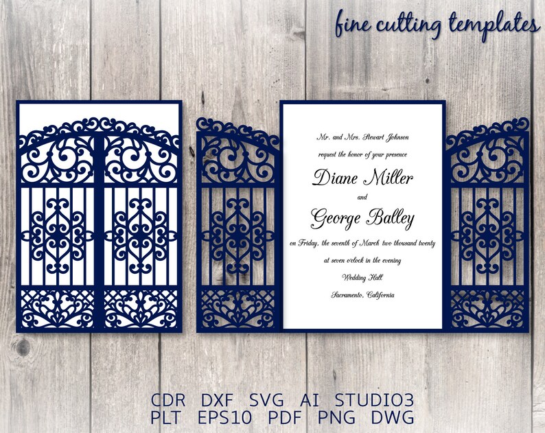Download Wedding Invitation 5x7 SVG gate card template for cutting ...