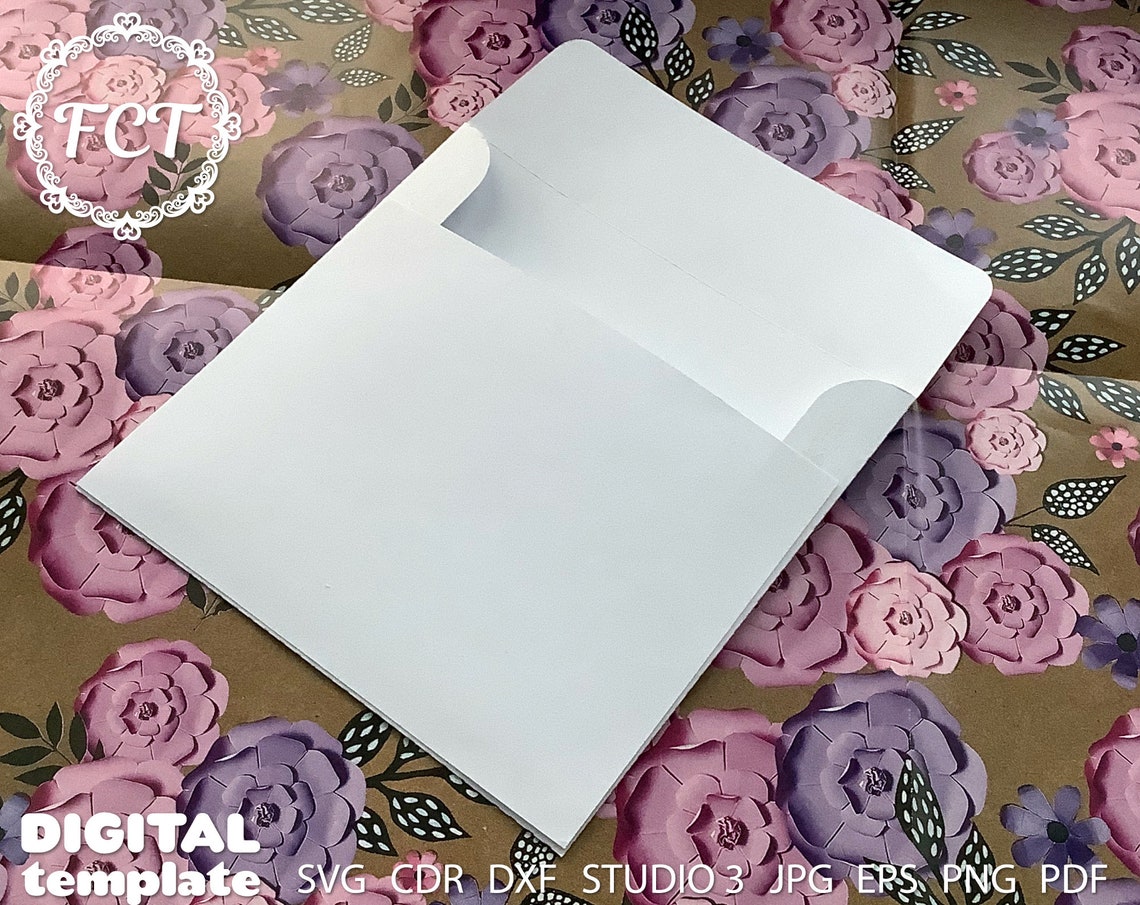 Square Envelope 6x6 SVG template. Simple envelope for Etsy