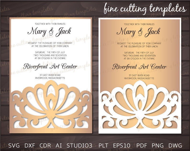 Download Digital Instant Download Cricut Cameo Wedding Invitation 5x7 Pocket Envelope Template For Cutting Svg Dxf Eps10 Studio3 Laser Cut Paper Invitations Announcements Vadel Com