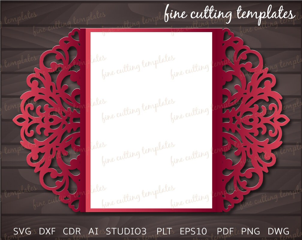 Wedding Invitation 5x7 card template for cutting. Cutout paper | Etsy