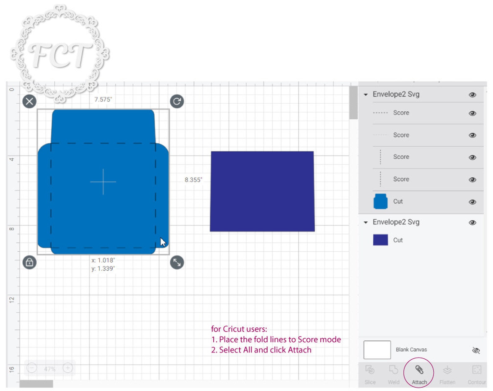 Square Envelope 6x6 SVG template. Simple envelope for Etsy
