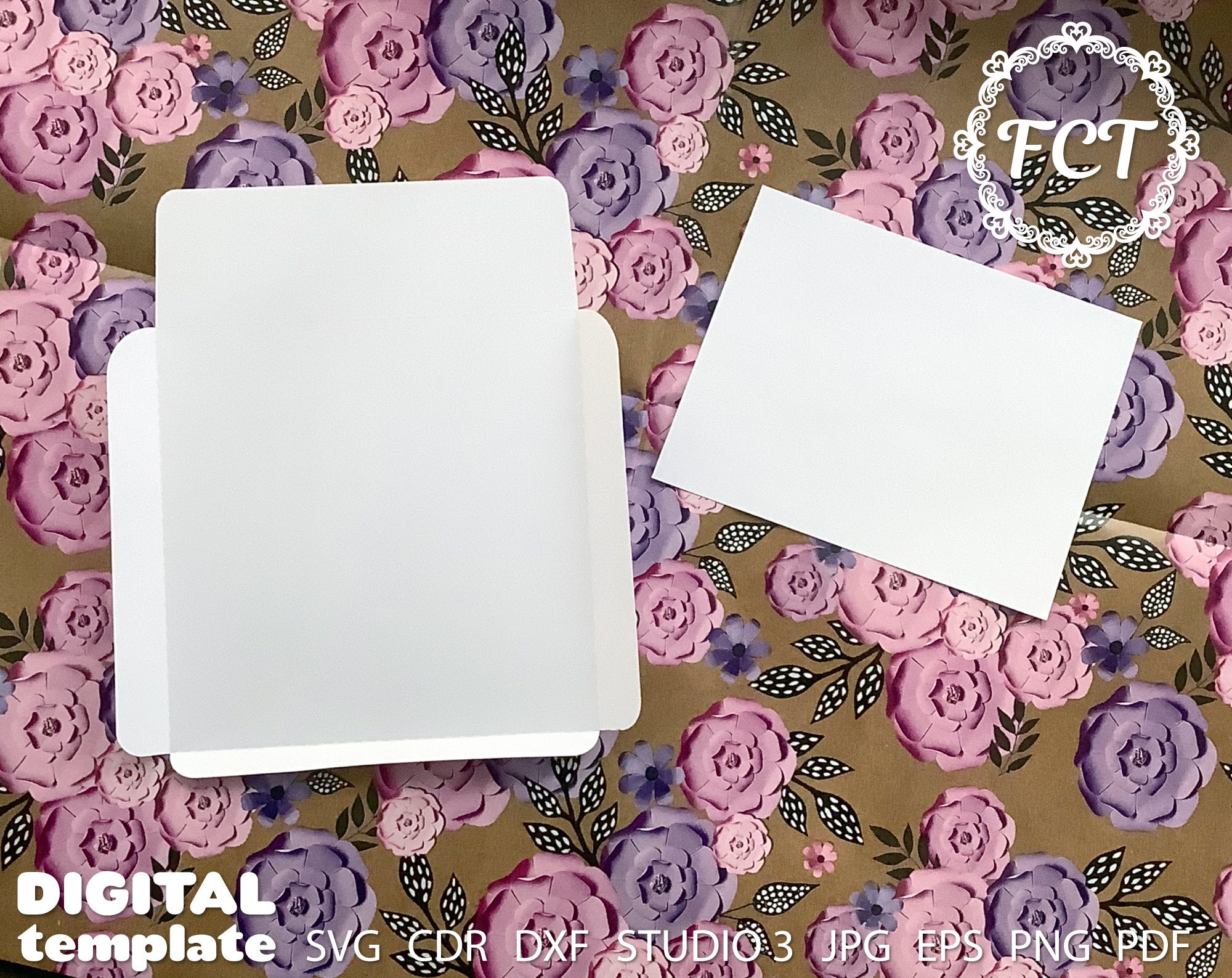 Square Envelope 6x6 SVG template. Simple envelope for Etsy