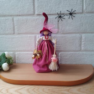 Witch Doll with Broom. Forest Fairy. Baba Yaga. Halloween Decor. Handmade Gifts