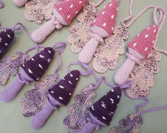 Crochet Mushroom Garland: Handmade Cottagecore Wall Hanging