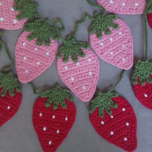 Crocheted Strawberry Garland: Summer Fruit Decor, Nursery Decoration