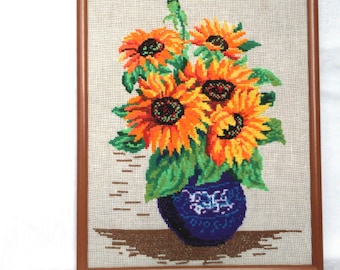 Sunflower tapestry, vintage sunflower wall hanging, sunflower hanging wall tapestry, ukrainian souvenir