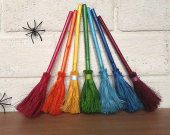 Multicolored Mini Witch Broom for Tiered Tray: Handmade Pagan Altar Besom
