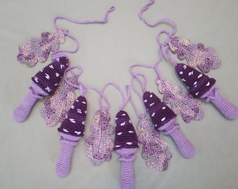 Crochet Mushroom Garland: Fall Decor Wall Hanging