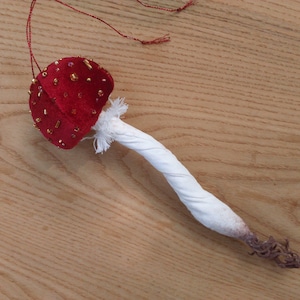 Velvet mushroom. Fungus Specimen Toadstool Decoration . Fantasy mushroom. Mushroom christmas ornament. Gifts for friends. Soft mushroom