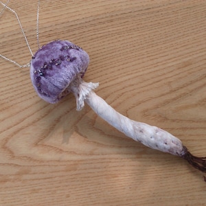 Velvet hanging mushroom. Fantasy mushroom. Velvet toadstool.  Velvet mushroom decorations. Christmas ornament. Gifts for friends