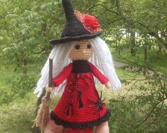 Crochet witch doll, crochet kitchen witch, kitchen witch doll, halloween gift, tiny witch figurine, halloween decoration