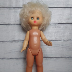 Vintage USSR Plastic Doll: 13&quot; Collectible Blonde Hair Doll
