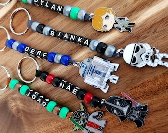 Personalized Star Wars Keyring: Enamel Charm Name Keychain, Jedi Gift