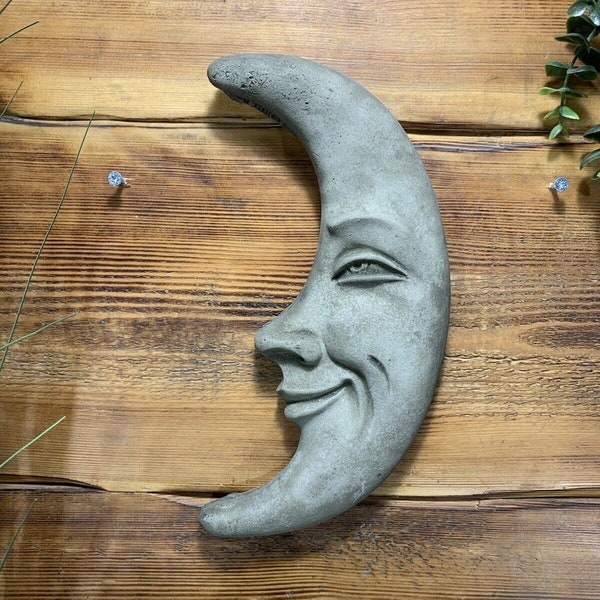 Stone Garden Moon Face Wall Plaque Hanging Ornament