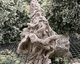 Stone Garden Tree Wizard Hand Cast Statue Ornament