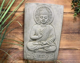 Stone Garden Buddha Oriental Wall Plaque Hanging Gift Ornament