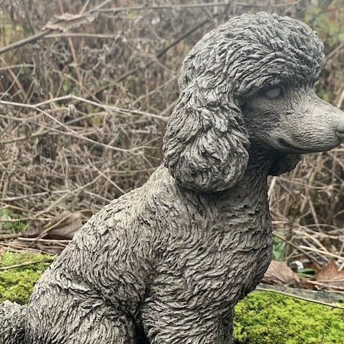 Stone Garden Large Detailed Poodle Dog Gift Black/white Etsy